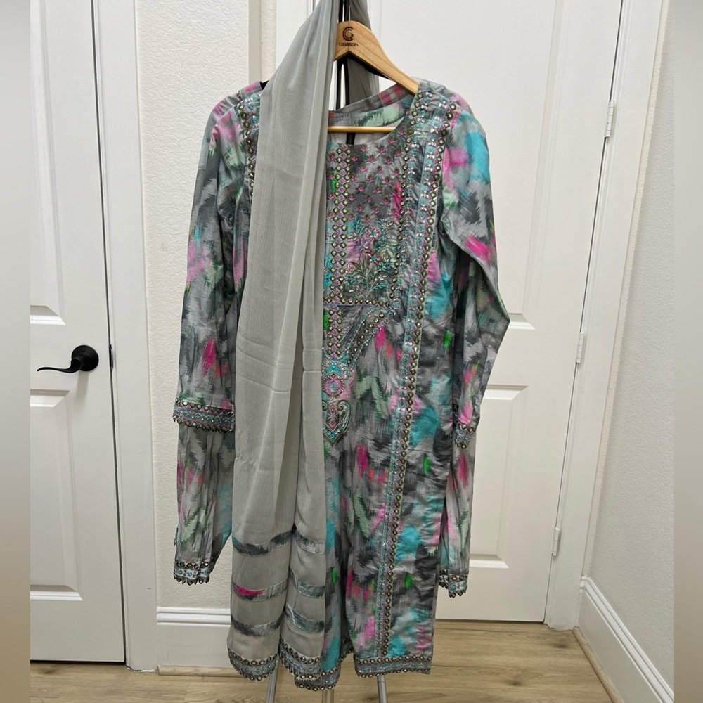 3-PC Sequins Embroidered Lawn Collection Charizma